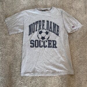 MV Sport Notre Dame Soccer T Shirt Mens Medium Gray Graphic Tee Short Sleeve
